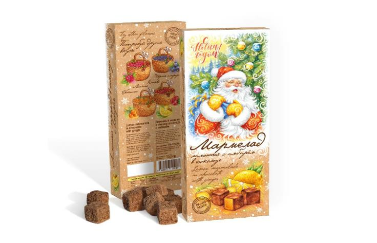  Сладарт(11443) Мармелад НОВОГОДНИЙ Лимонный с имбирём в тёмном шоколаде, 150г    в Уссурийске