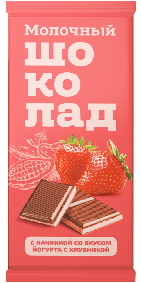  Меренга Шоколад молочный с начинкой Йогурт-Клубника,(блок 24шт по 80г)   в Уссурийске