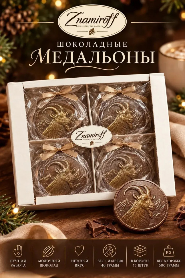  Фигурный шоколад Медальоны Козлики(15шт по 40г) в Уссурийске