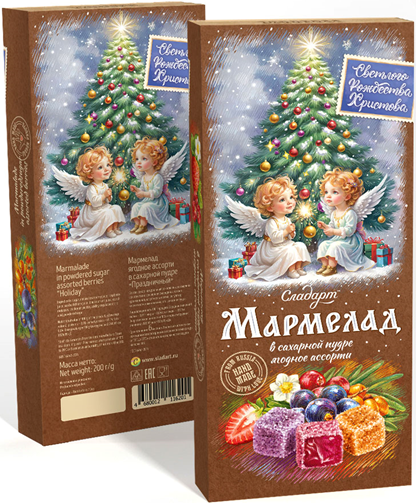 №1 Сладарт(11620) Мармелад Новогодний "Ангелы" Ассорти ягодное в сахарной пудре, 200г    в Уссурийске